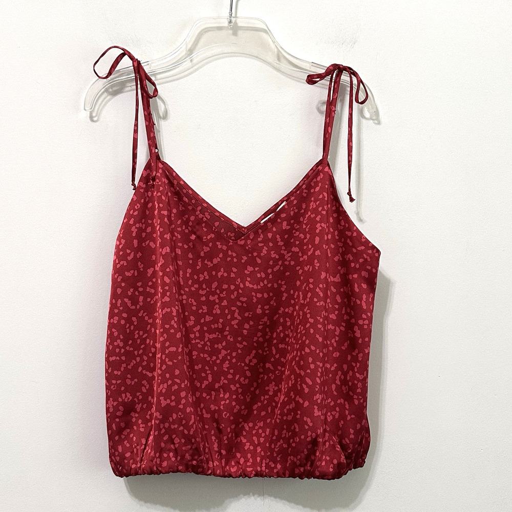 Socialite Cami‎ M Banded Hem Tie Strap Camisole Fuchsia Floral Festival Top NEW